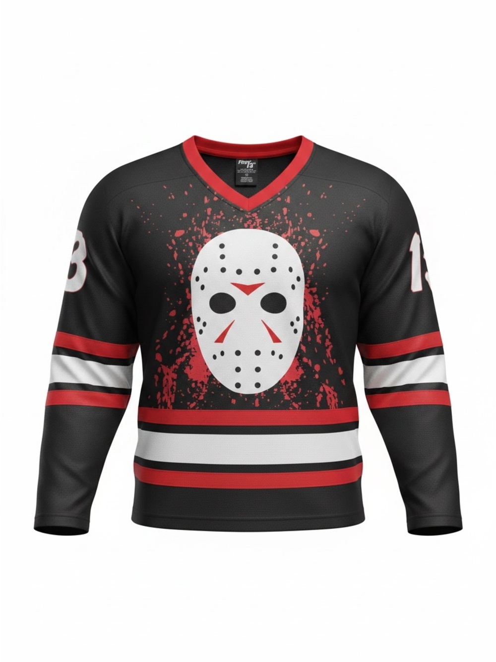 Friday The 13th Jason Voorhees Hockey Jersey Splatter Horror Adult S/P Black Red